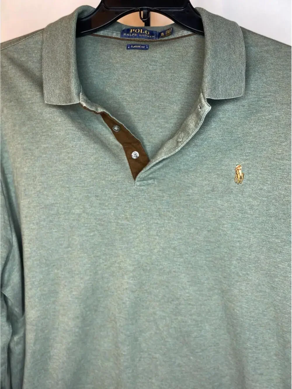 VINTAGE Ralph Lauren Classic Fit Long Sleeve Polo Shirt Men’s XL Green Cotton